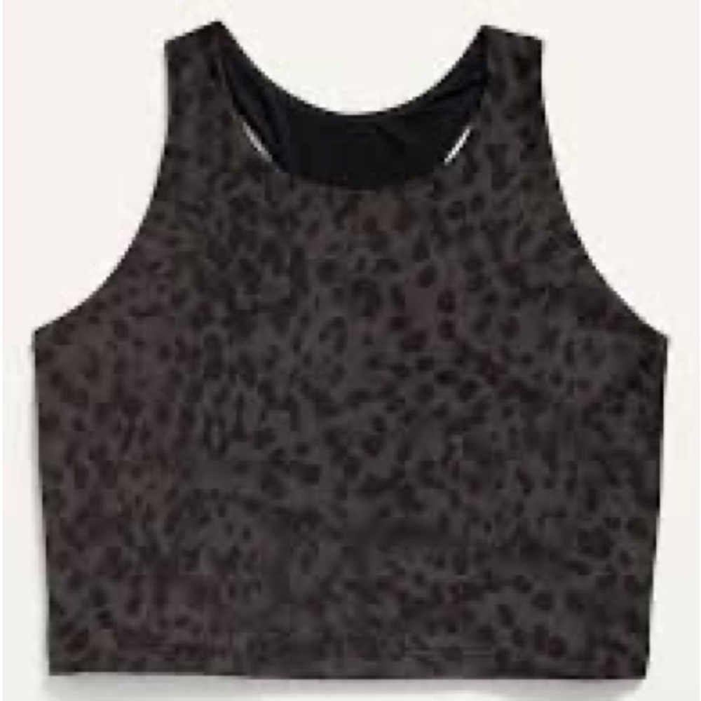 Old Navy Active Girls PowerSoft High Neck Leopard Print Racerback Sports Bra‎ XL